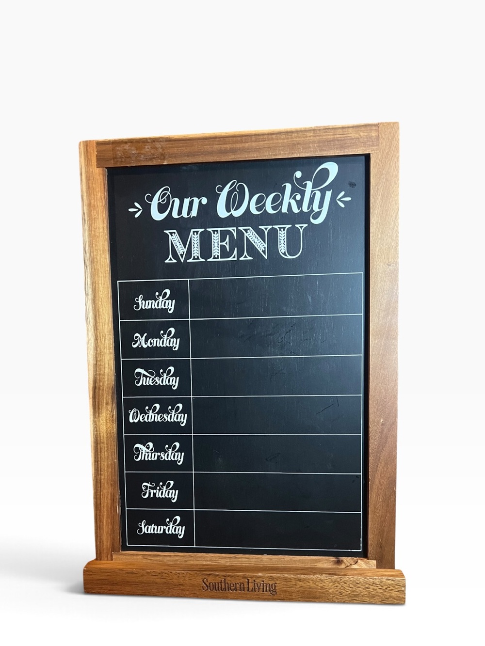 Southern Living Black Weekly Menu Chalkboard with Wood Frame